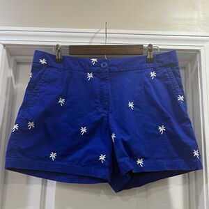 Crown & Ivy Royal Blue Caroline Shorts with White Palm Trees Size 12
